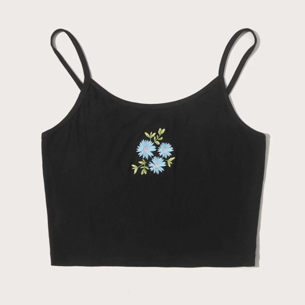 Embroidered crop top NWOT